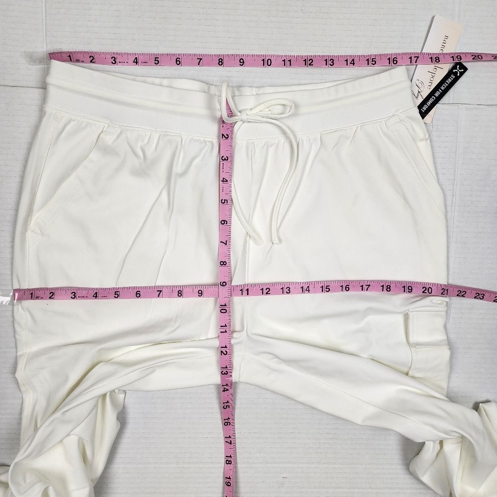 Nanette Lepore Play Ivory Cargo Joggers L NWT Soft Traveler Track Pants Neutral - Picture 7 of 15